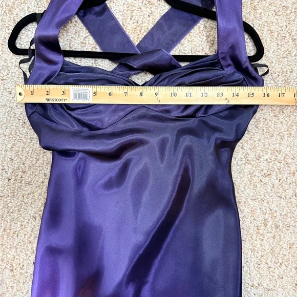 Onyx Nite Purple Ombre Satin Gown Size 6 Formal Dress Evening Prom Maxi - Picture 9 of 9